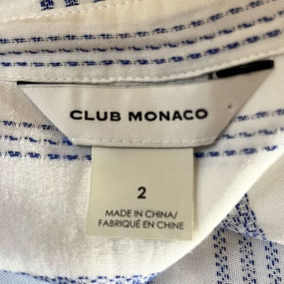 Club Monaco Knot Front Button  Front Short Sleeve Blue & White Striped Maxi Dres - Picture 4 of 7